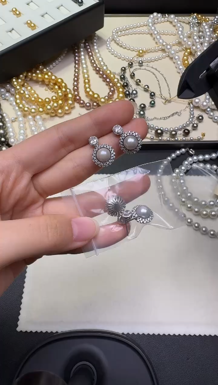 银S925镶嵌耳饰海水珍珠X1218-1227-347