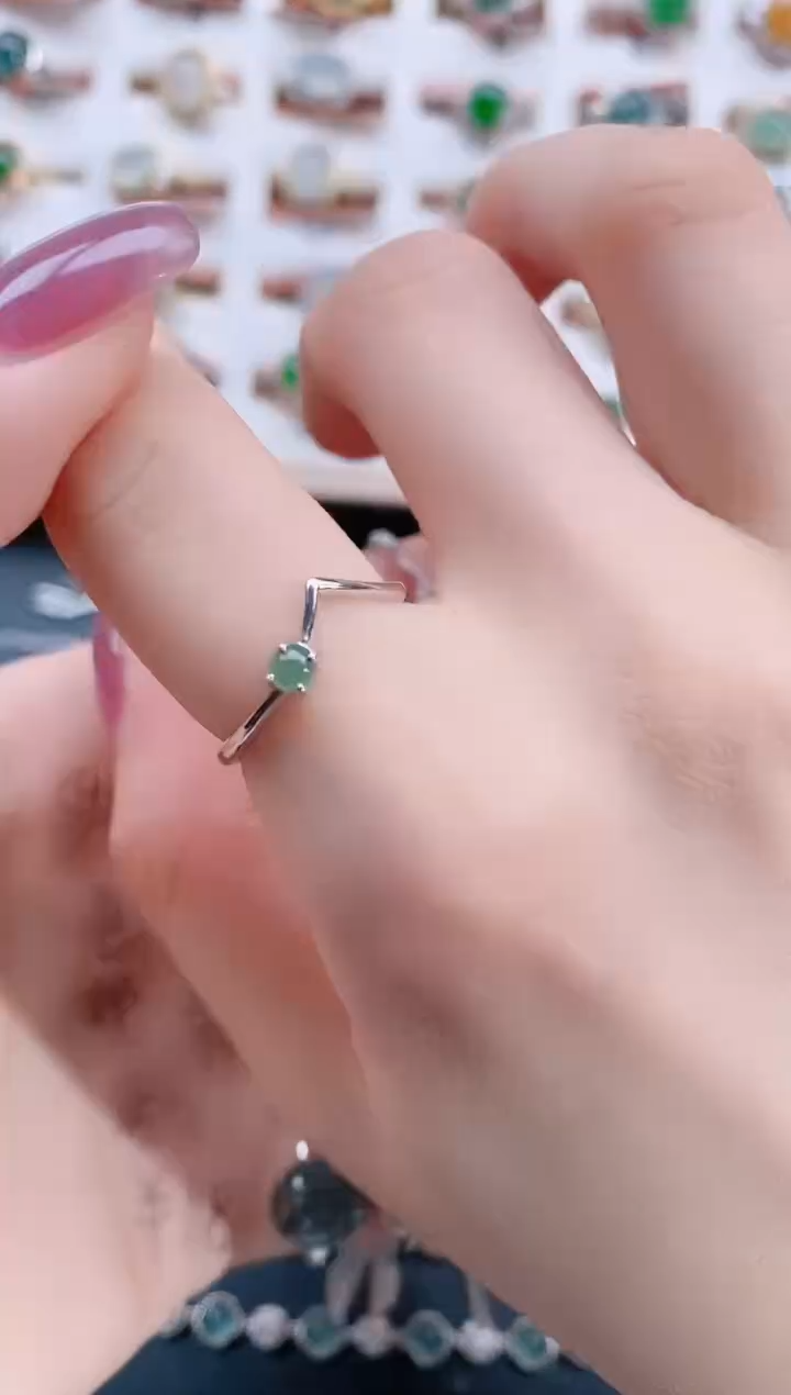 银S925镶嵌戒指翡翠天然翡翠