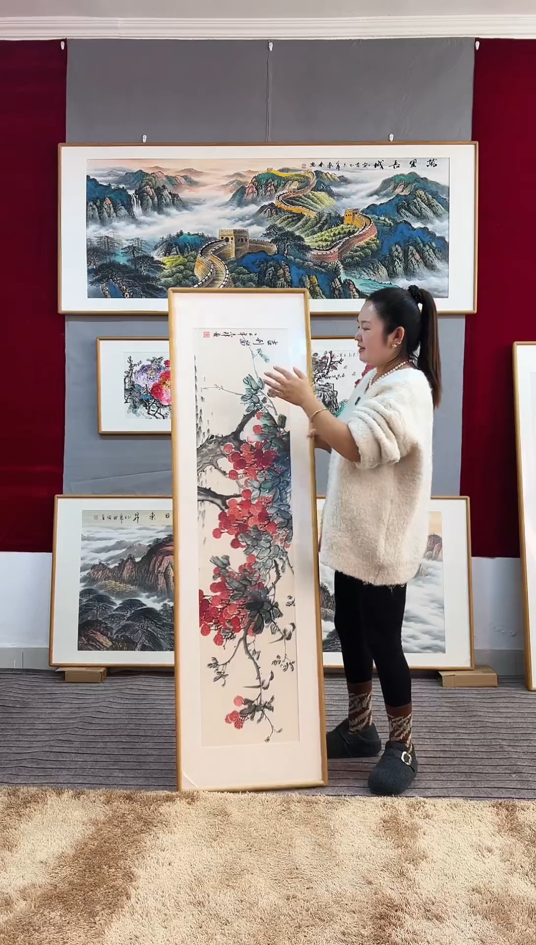 国画手绘大吉162*47尺寸