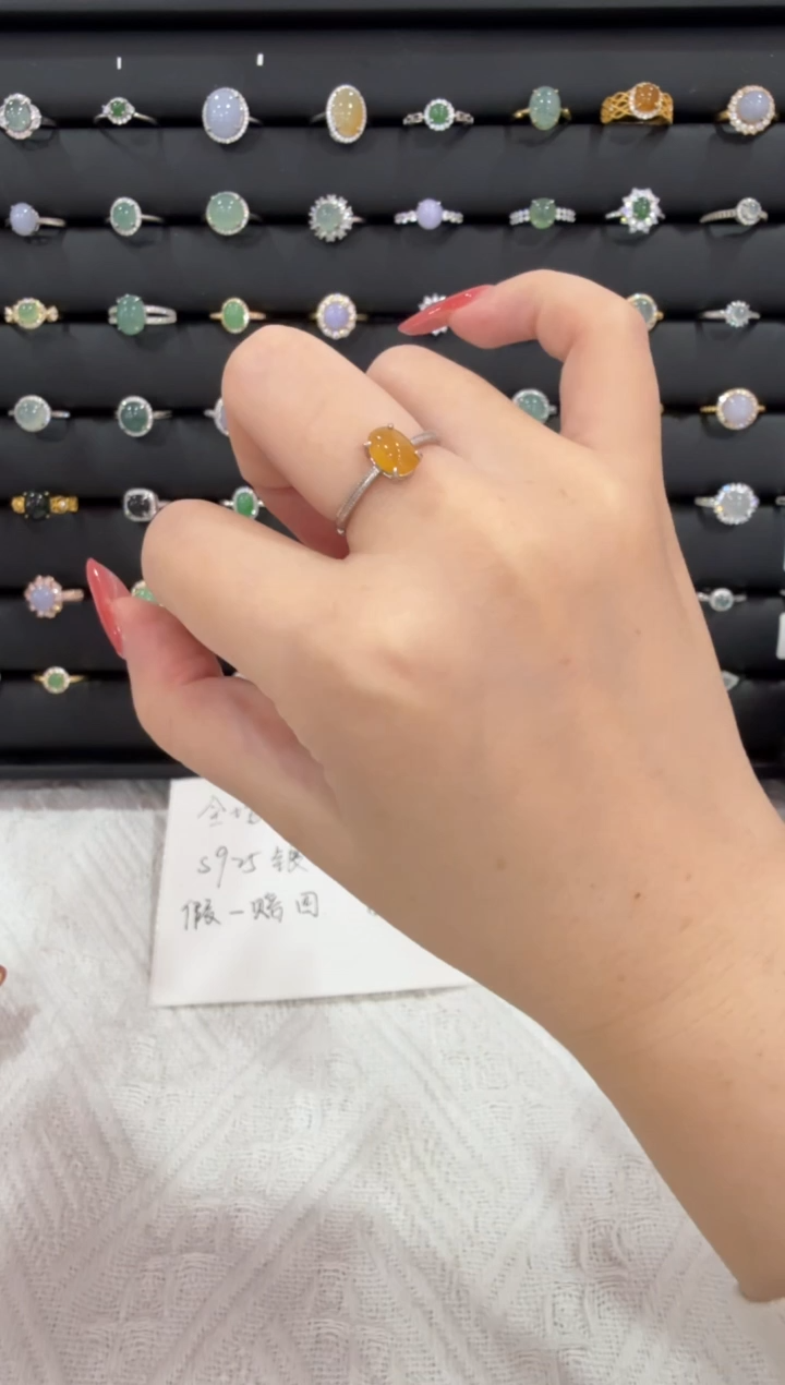 银S925镶嵌戒指翡翠050