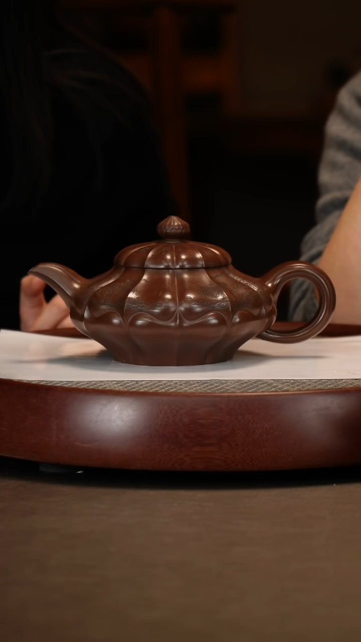 【闪购商品】紫砂茶壶甲级紫泥筋纹合菱+桑黎兵+山水画