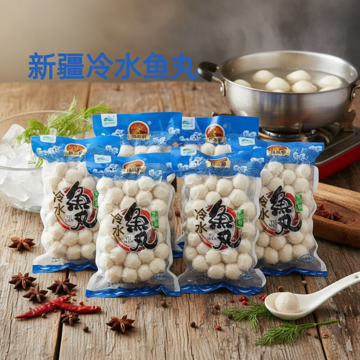 新疆特产冷水鱼丸纯肉鱼丸美味火锅食材可煮汤烧烤