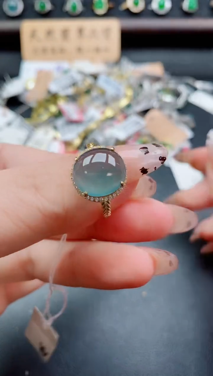 银S925镶嵌戒指翡翠1