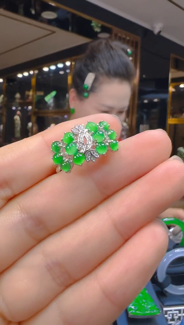 翡翠戒指银S925镶嵌140（多样性发其一）