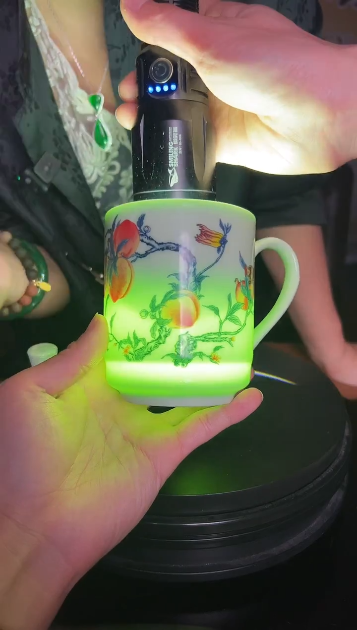 摆件瓷绿稀土九桃办公杯
