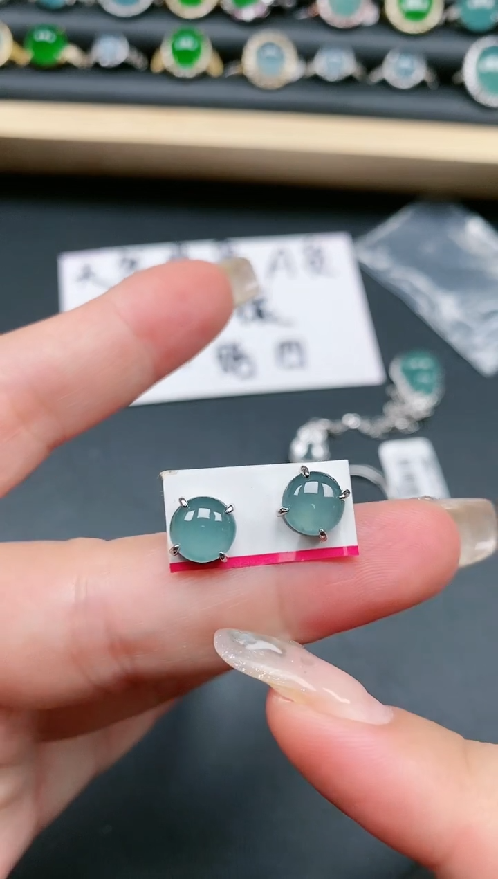 翡翠银S925镶嵌耳饰111111