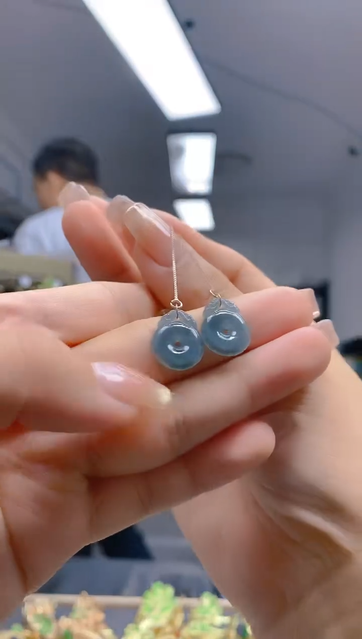 【闪购商品】翡翠耳饰银S925镶嵌167翡翠耳线