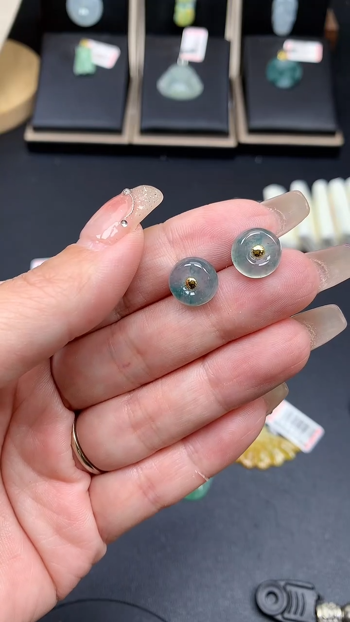 【闪购商品】翡翠耳饰18K金镶嵌MS141749