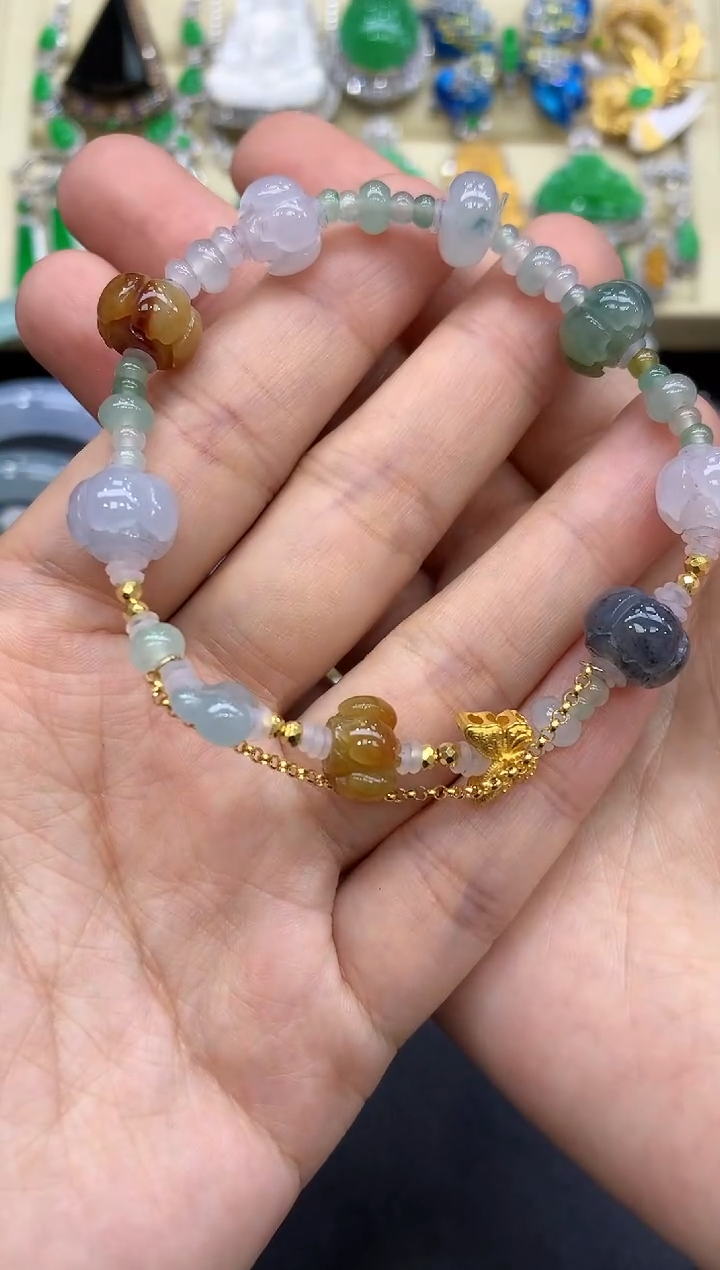 18K金镶嵌手链翡翠111-中国好珍宝