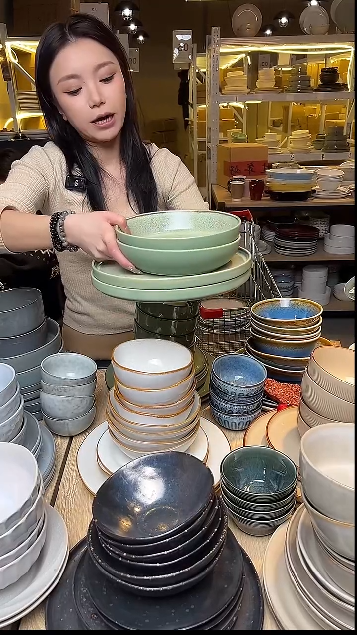 瓷166外贸尾货窑变釉下彩默外微瑕（四件套）