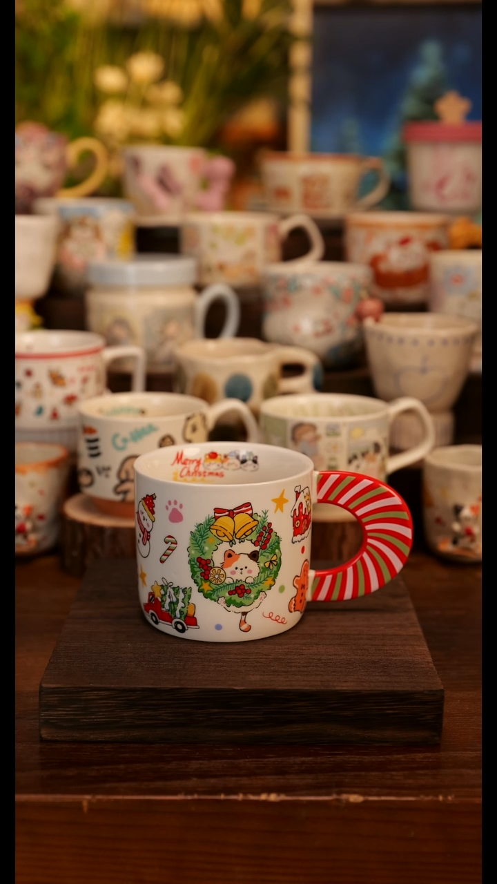 陶瓷手柄款圣诞杯子
