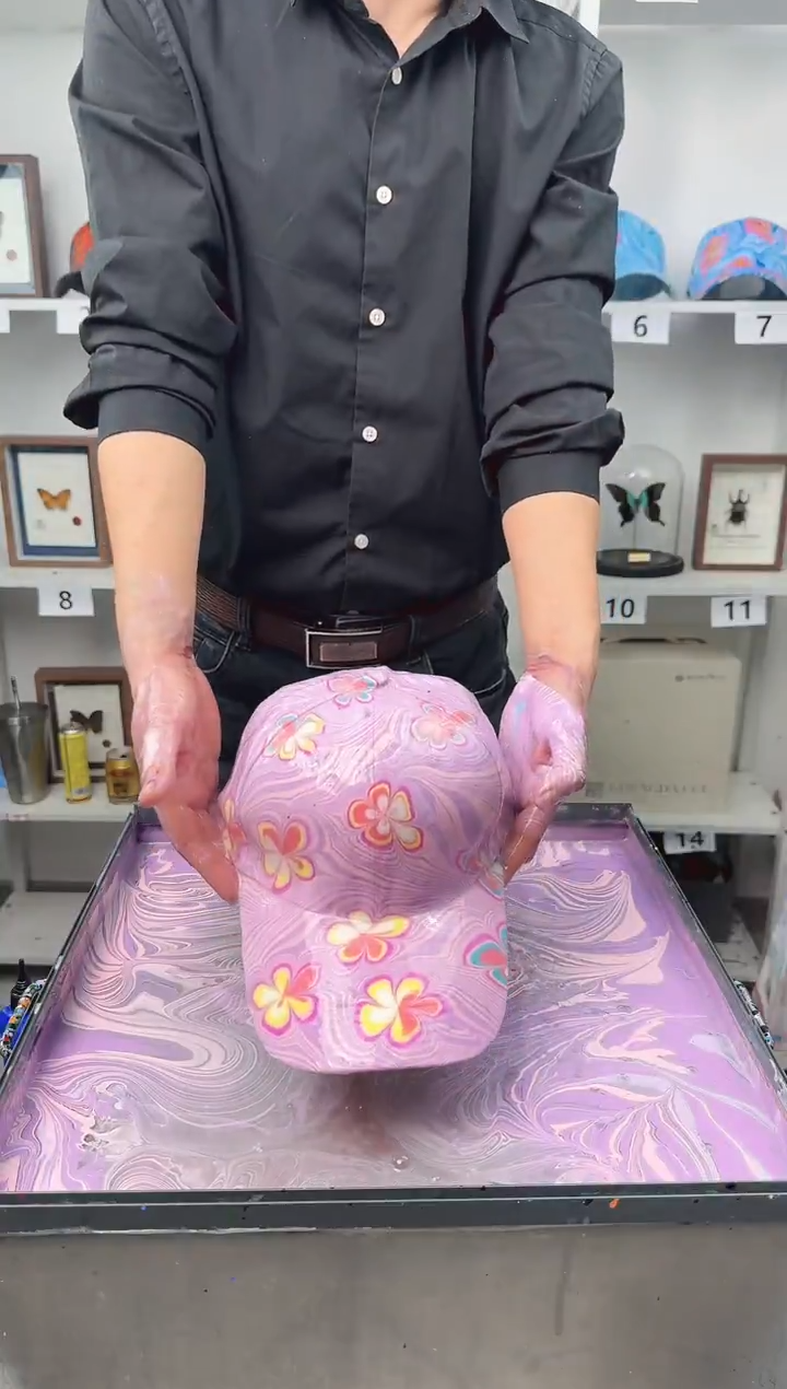 纯棉大头围花花世界水拓帽