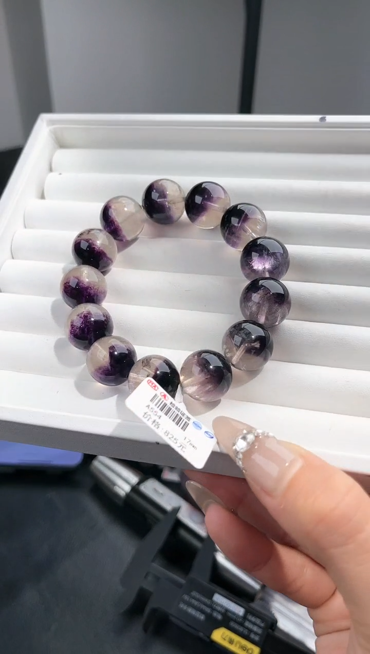 【闪购商品】萤石手链未镶嵌多样性发一紫萤石半盆17mm