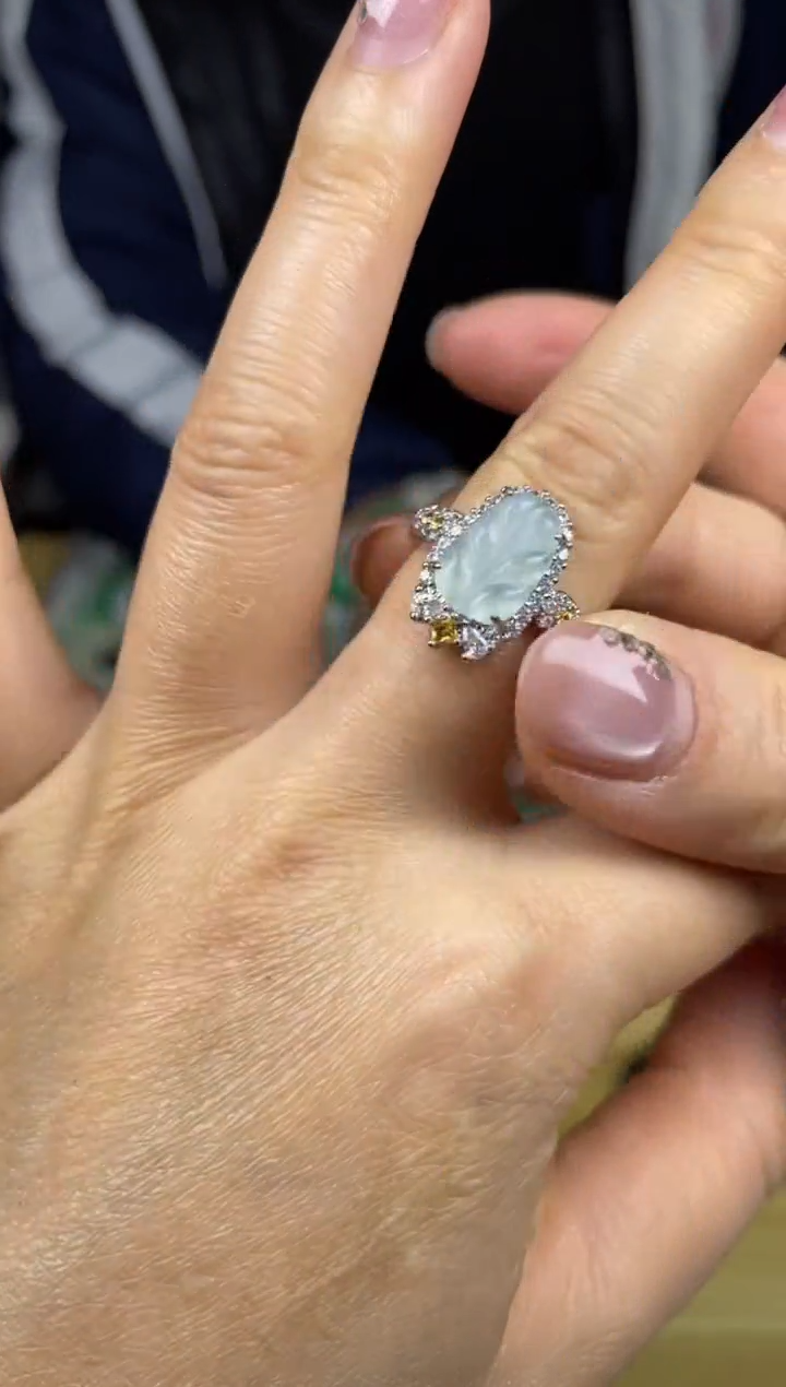 未镶嵌戒指翡翠YT22树叶戒指