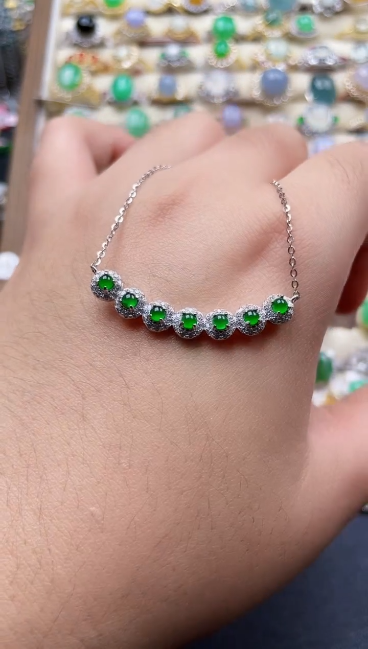 颈饰银S925镶嵌翡翠196