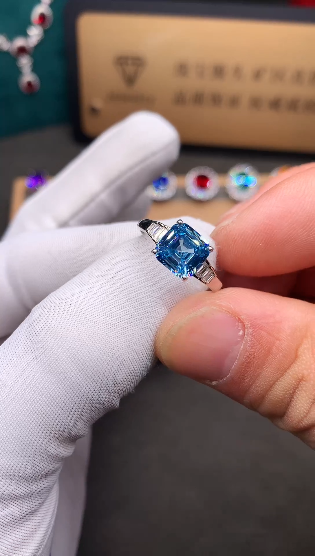 银S925镶嵌戒圈海蓝宝石.....