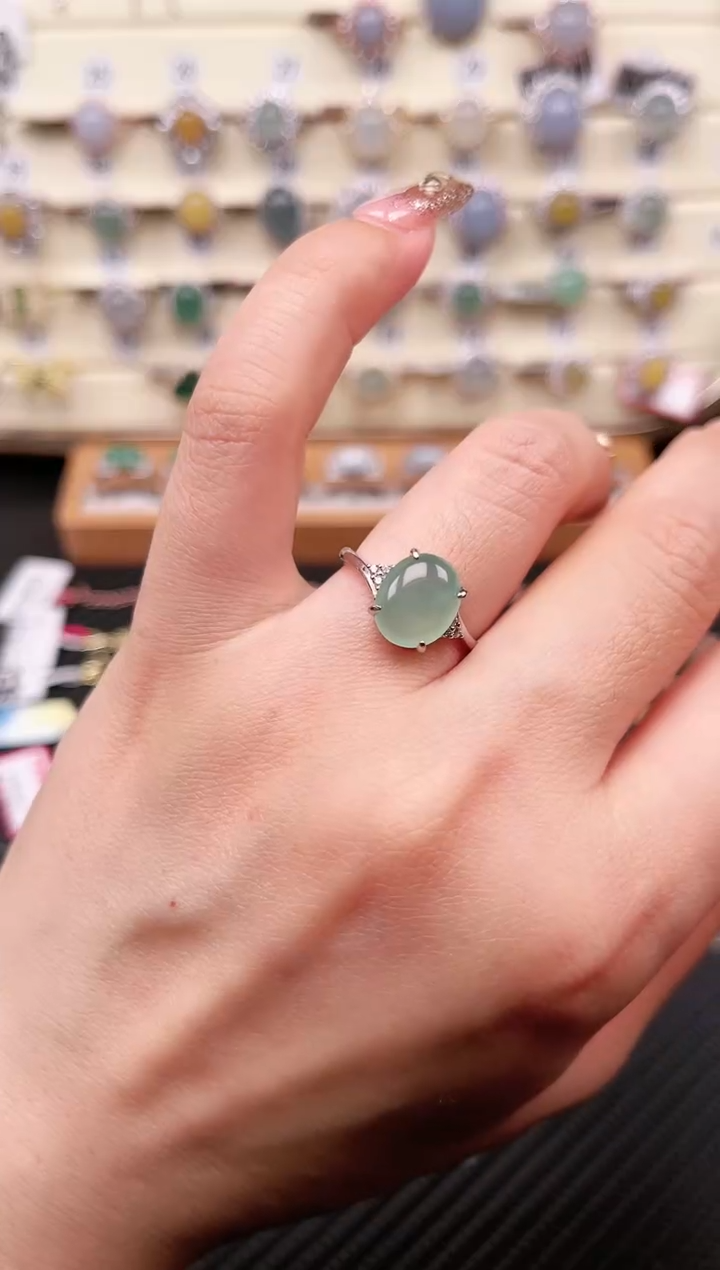 【闪购商品】翡翠戒指银S925镶嵌戒指0015