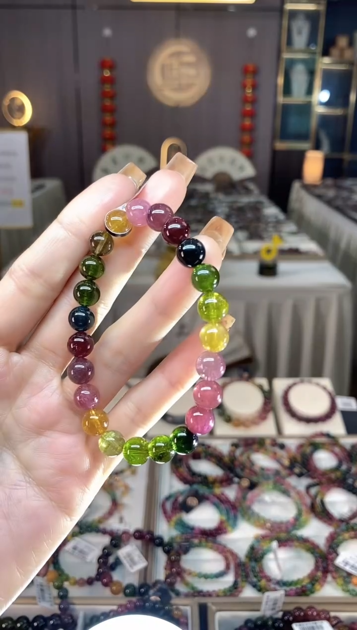 未镶嵌老矿碧玺单圈手串8mm+碧玺dan多样性发货一条