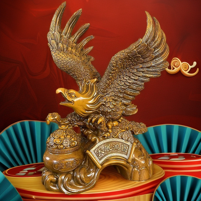 大展宏图老鹰摆件新中式招财客厅酒柜装饰品公司开业礼品