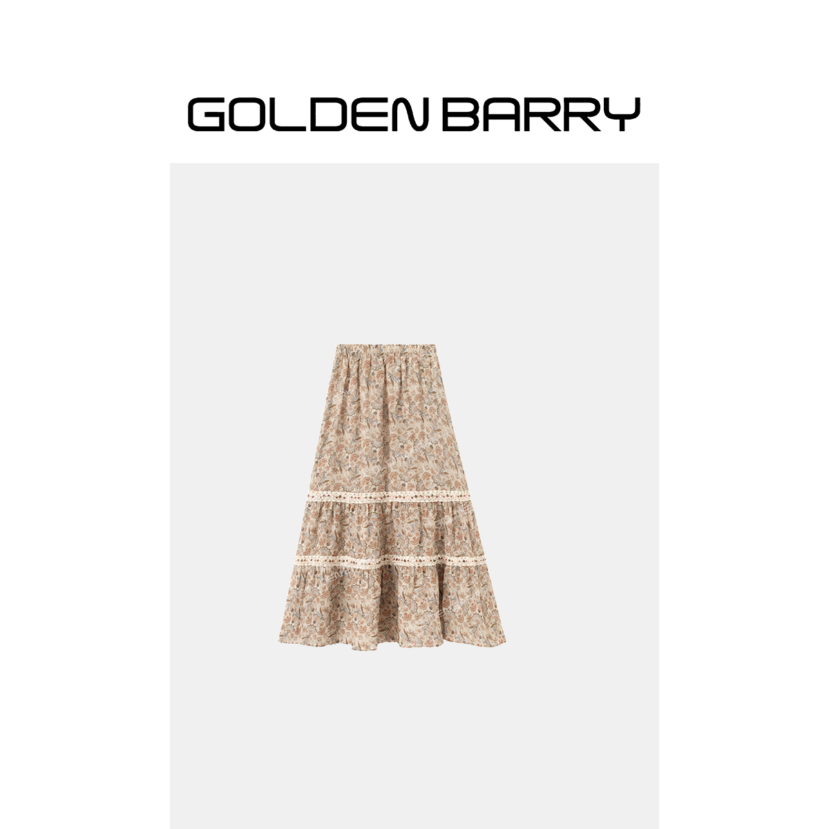 GOLDENBARRY｢花息甜梦｣复古植物印花半裙高腰半身裙GB060811006