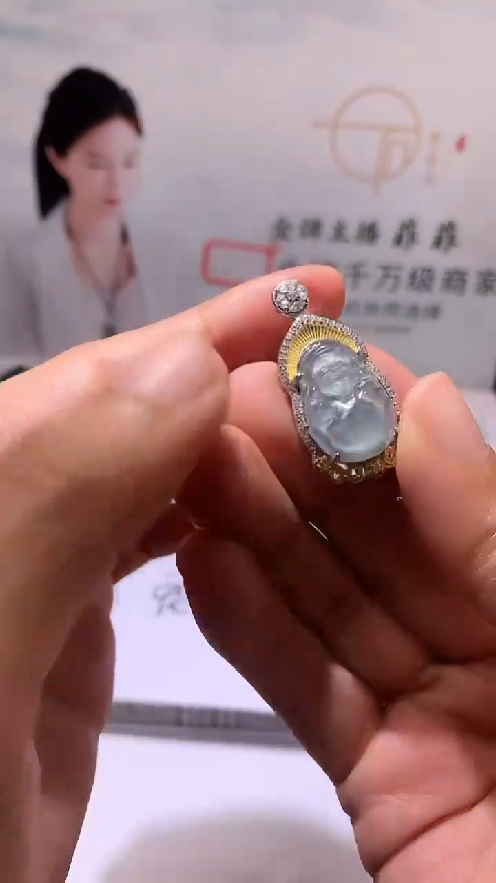 吊坠(不含链)银S925镶嵌翡翠A55