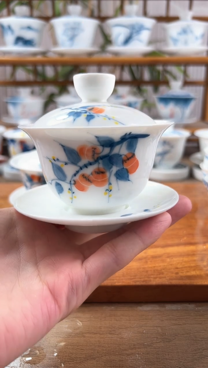 微瑕柿子150ml三才盖碗