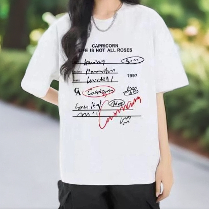 1997男女同款体恤衫宽松纯棉印花圆领情侣百搭时尚半袖春夏运动