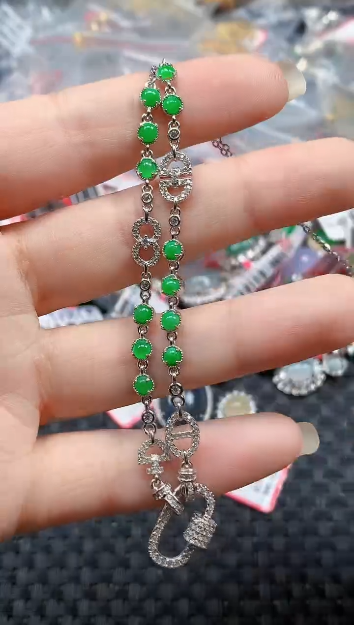 银S925镶嵌戒指翡翠天然A货缅甸翡翠