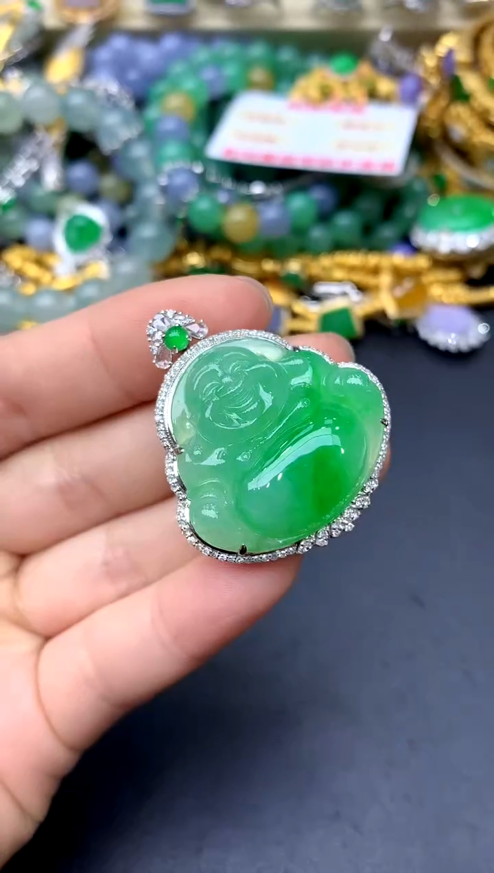 颈饰18K金镶嵌翡翠587-中国好珍宝