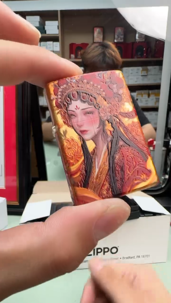 Zippo打火机镀银烫金美女