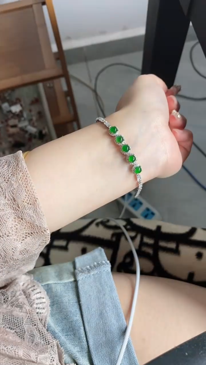 翡翠戒指银S925镶嵌5151-6