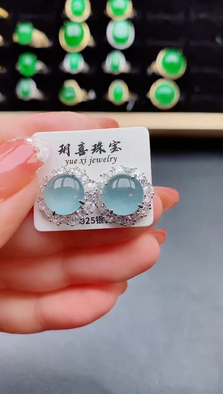 【闪购商品】翡翠耳饰银S925镶嵌80500