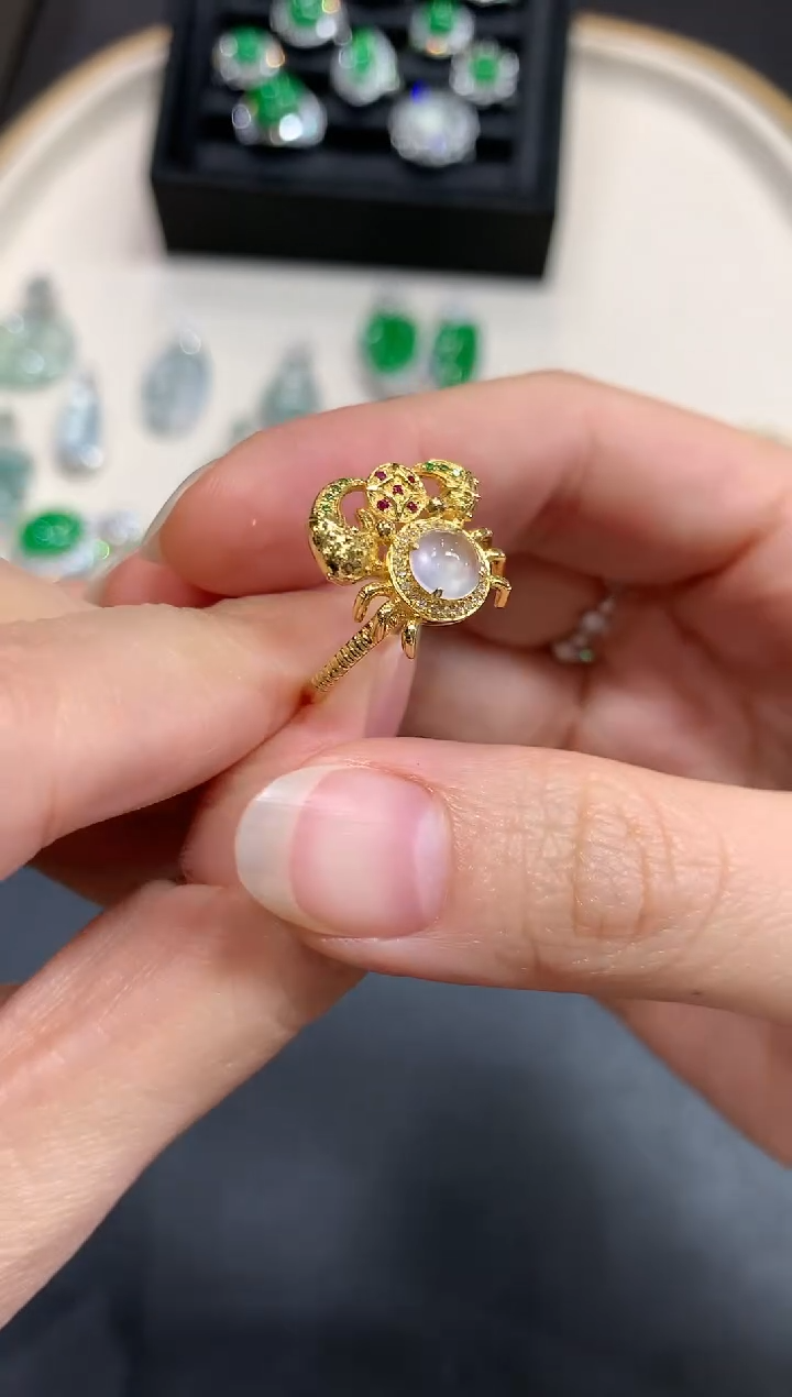 【闪购商品】翡翠戒指18K金镶嵌A684|3980