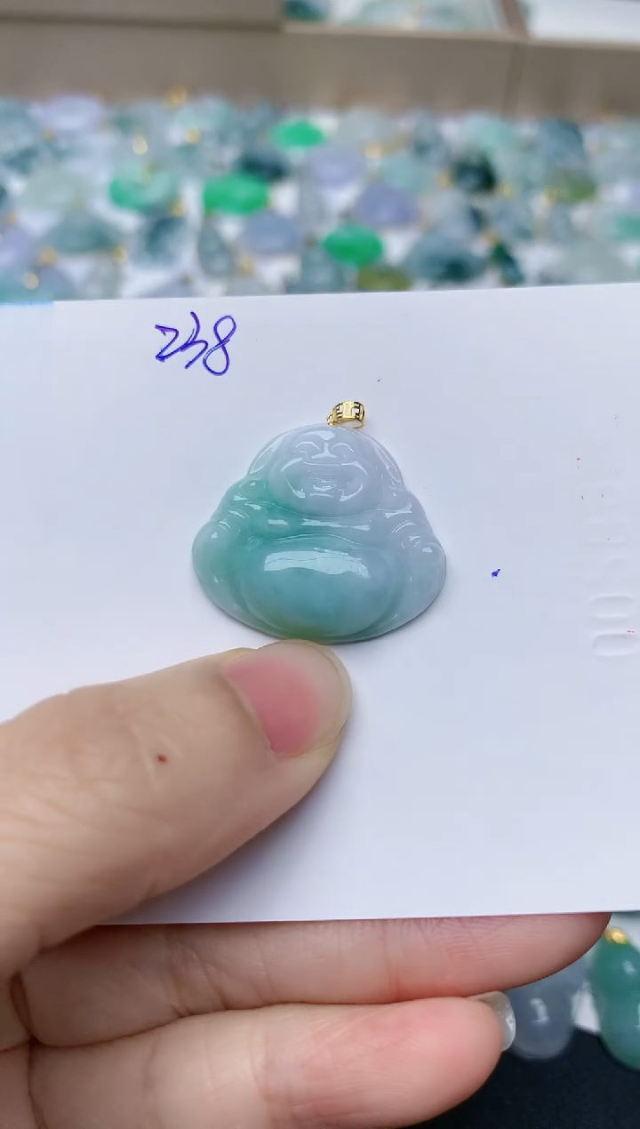 【闪购商品】翡翠颈饰18K金镶嵌天然翡翠A货    23/8