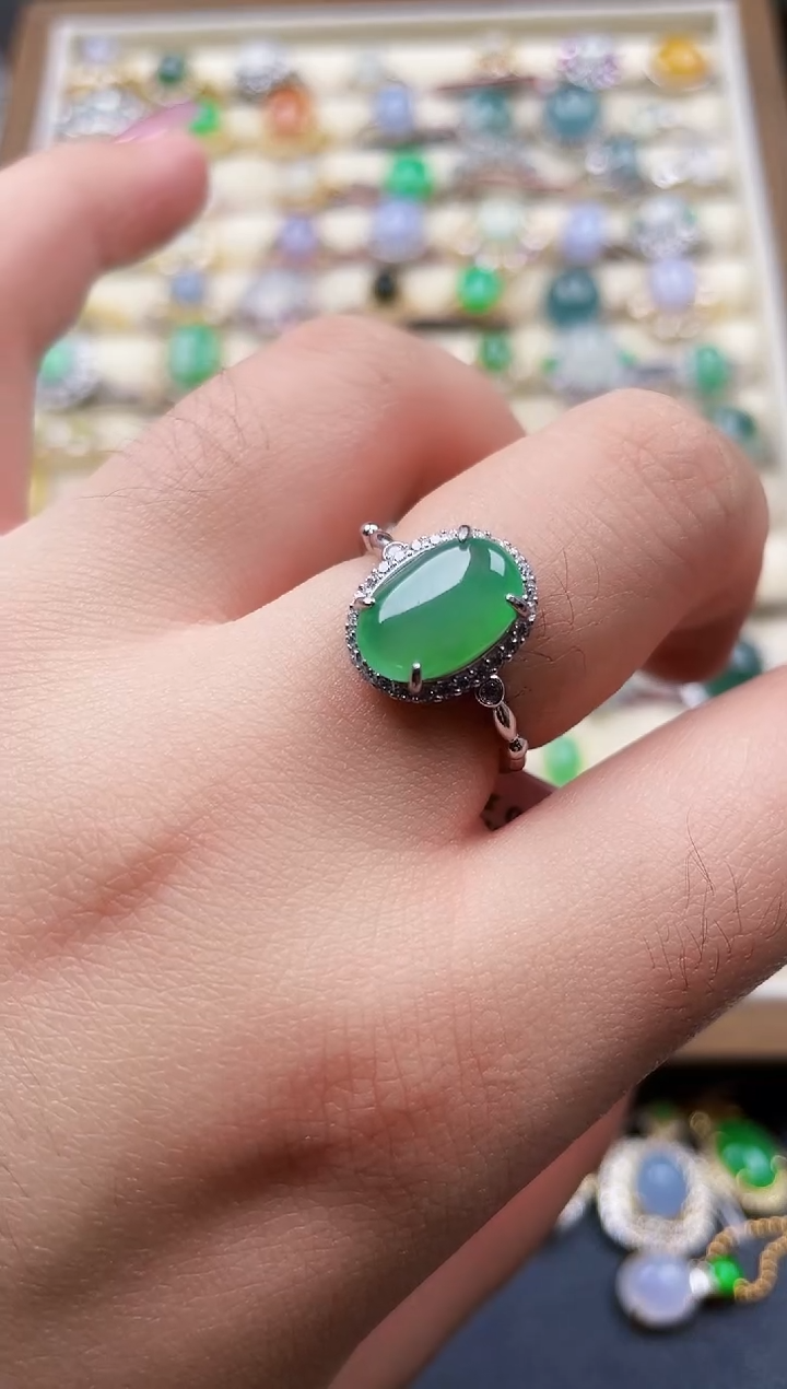 银S925镶嵌戒指翡翠120