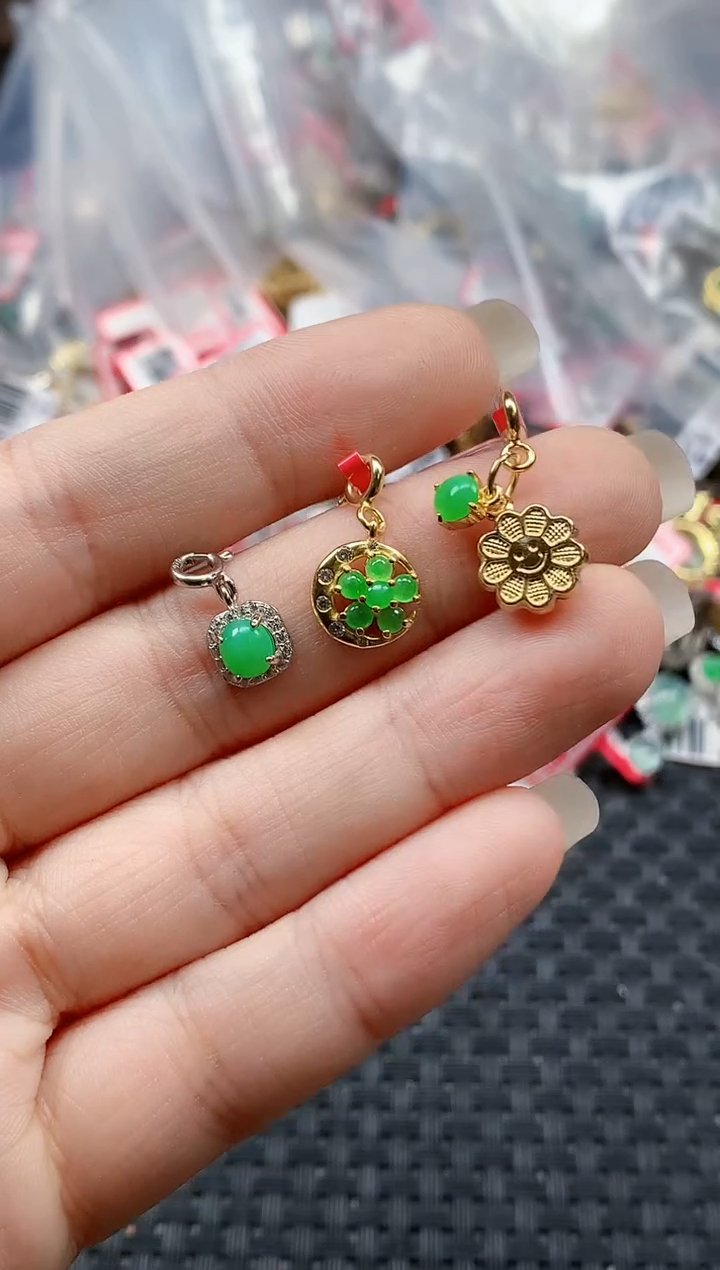 银S925镶嵌戒指翡翠天然A货缅甸翡翠