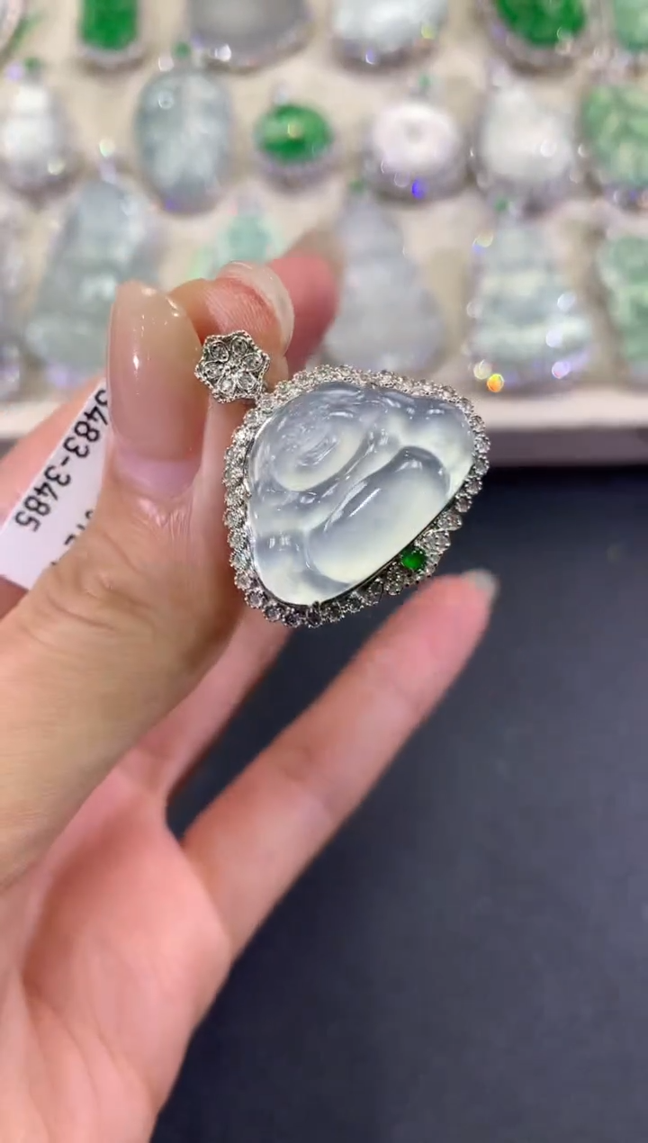 【闪购商品】翡翠吊坠(不含链)18K金镶嵌d147     