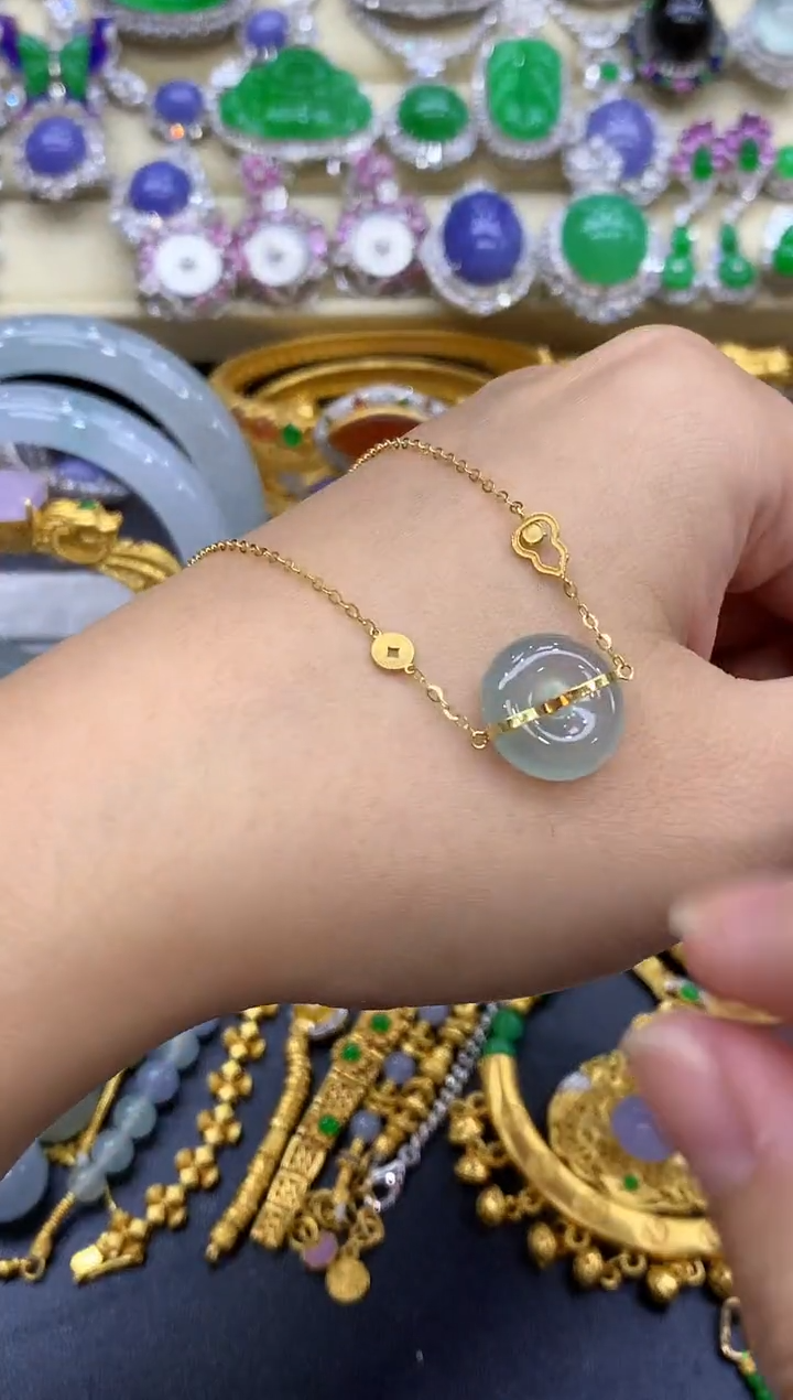 18K金镶嵌手链翡翠271-中国好珍宝