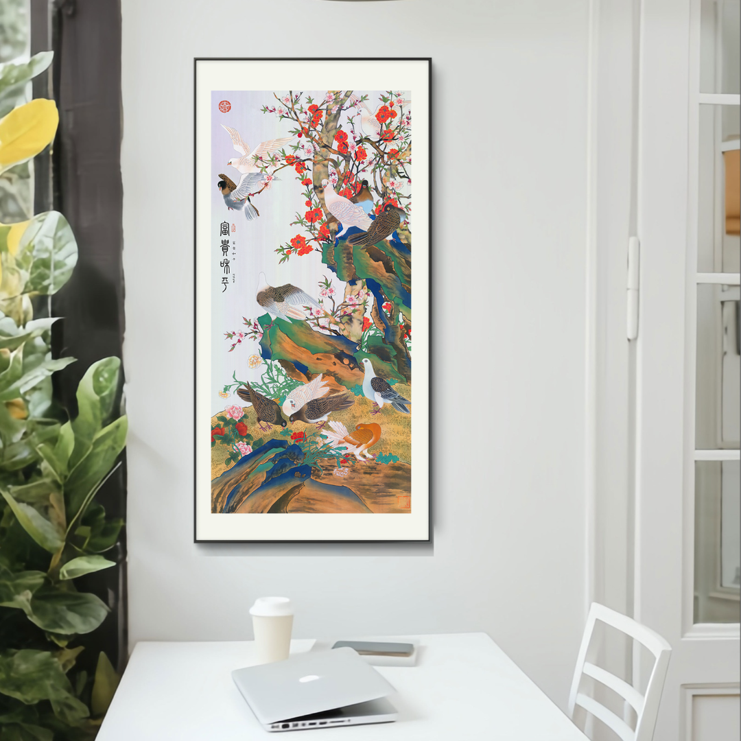 何冠逸 经典《富贵和平》-68x138托底85x180【拓底装裱无框】