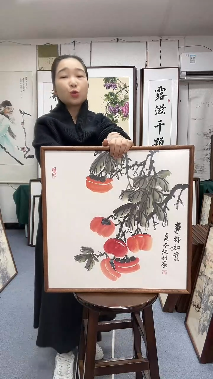 国画尺寸52*52实木画框京东包邮手绘