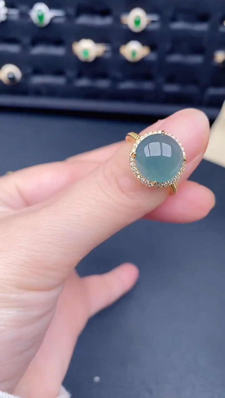 银S925镶嵌戒指翡翠天然a货翡翠100
