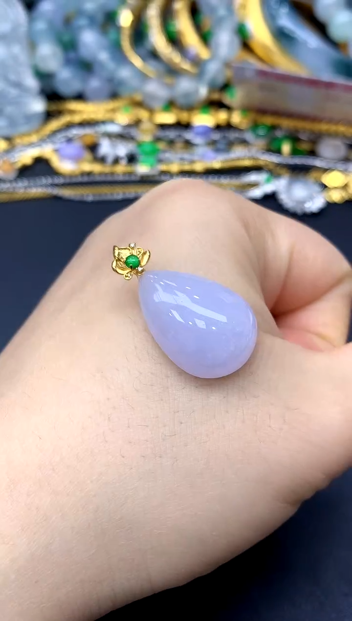 颈饰18K金镶嵌翡翠148-中国好珍宝