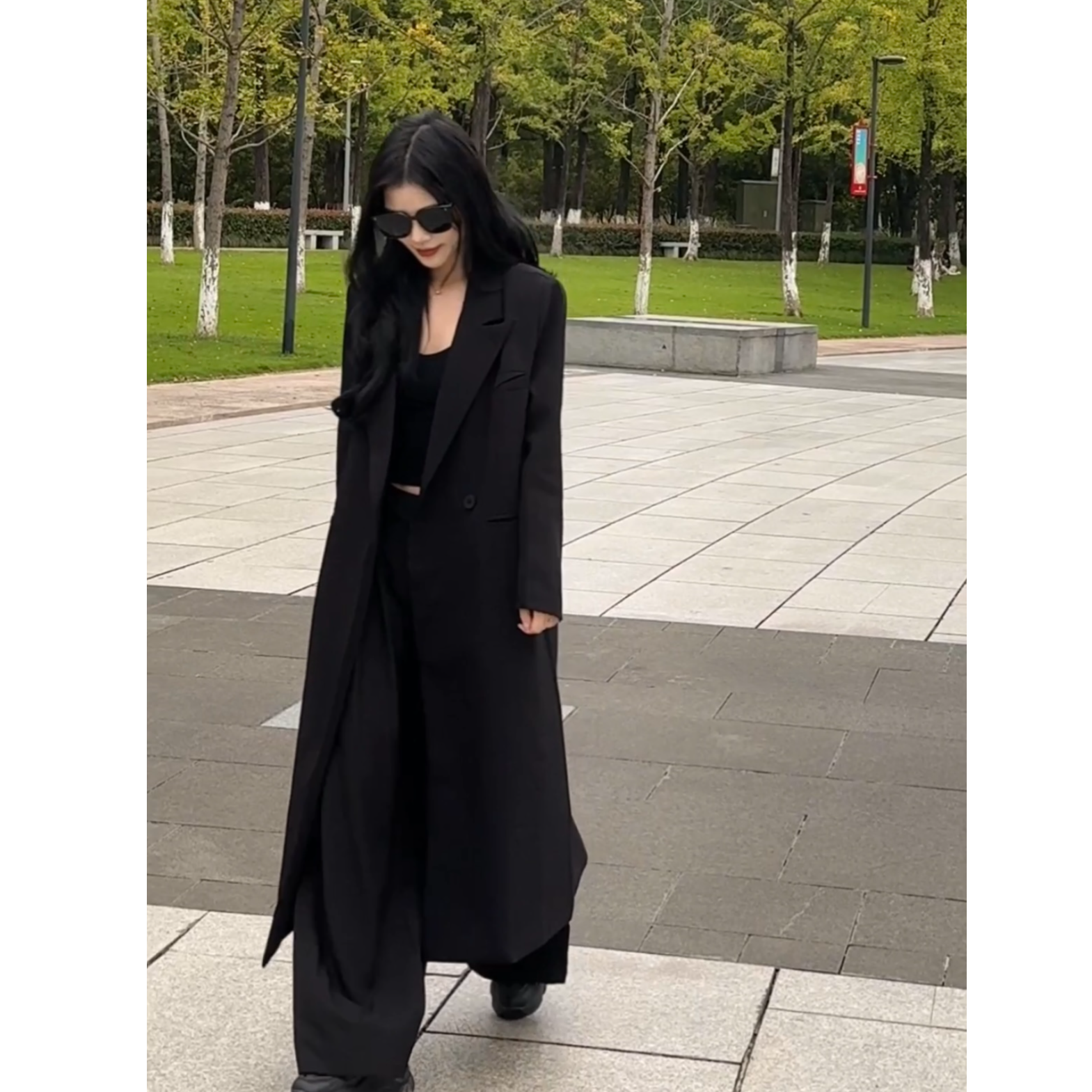 韩系长款西装外套女2025秋冬新款韩版宽松时尚大衣女秋冬高级感