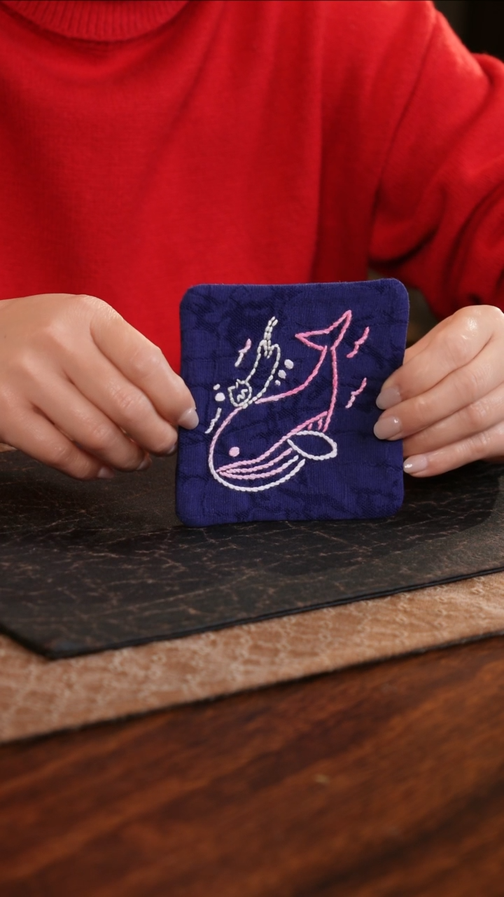 【闪购商品】织绣杯垫正方形小号B款鲸鱼