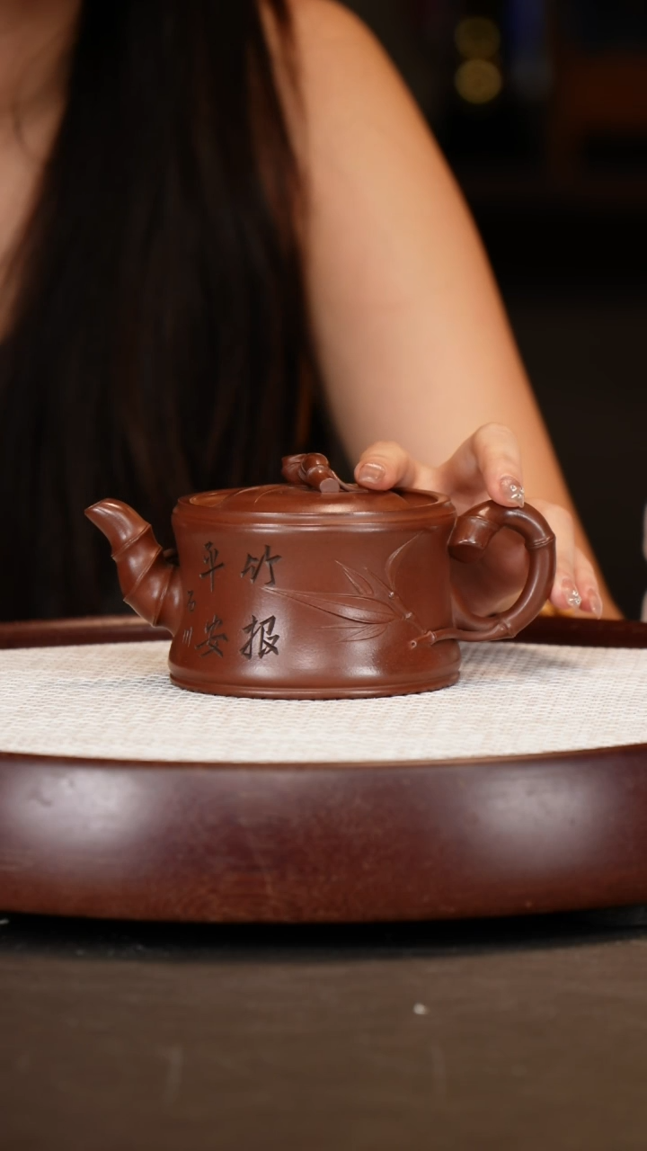 茶壶紫砂【夏转其】一品竹段+盖杯+画