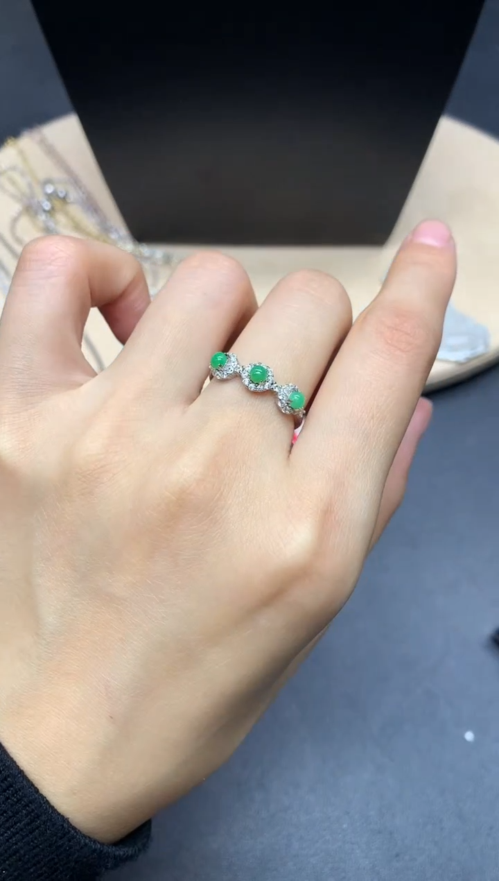 【闪购商品】翡翠戒指银S925镶嵌蛋面【多样性发其一】