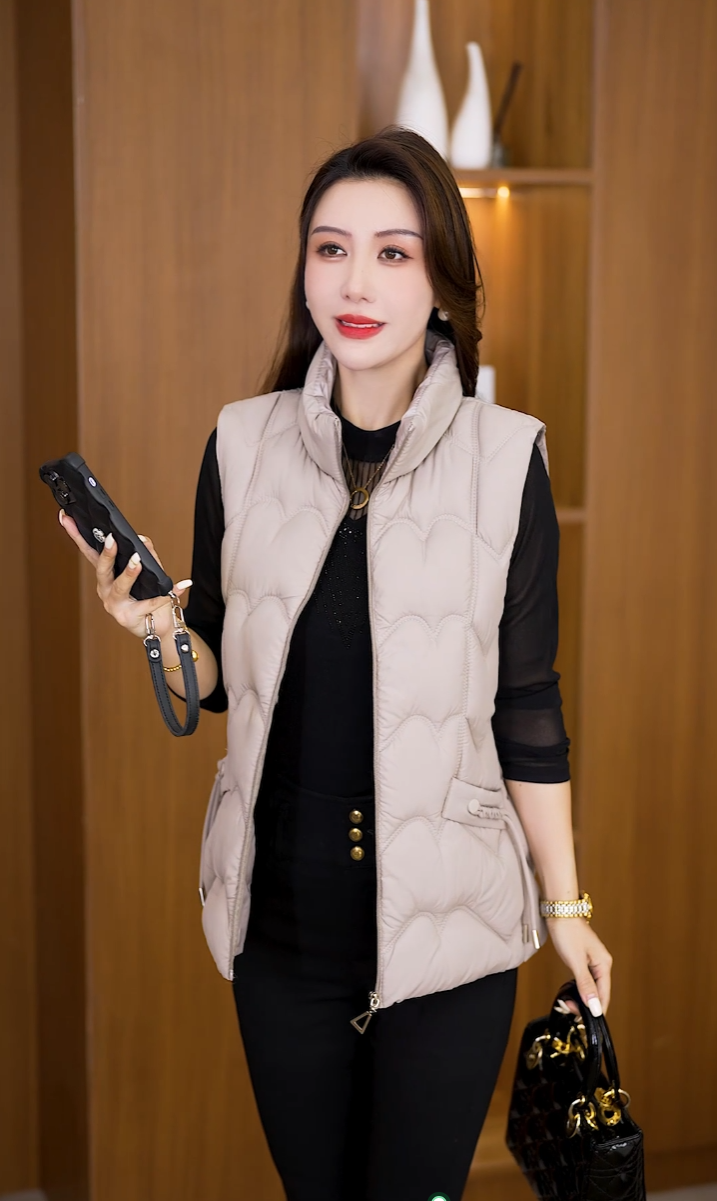鑫宽百搭加厚2025年秋冬女款休闲女士坎肩修身大码马甲
