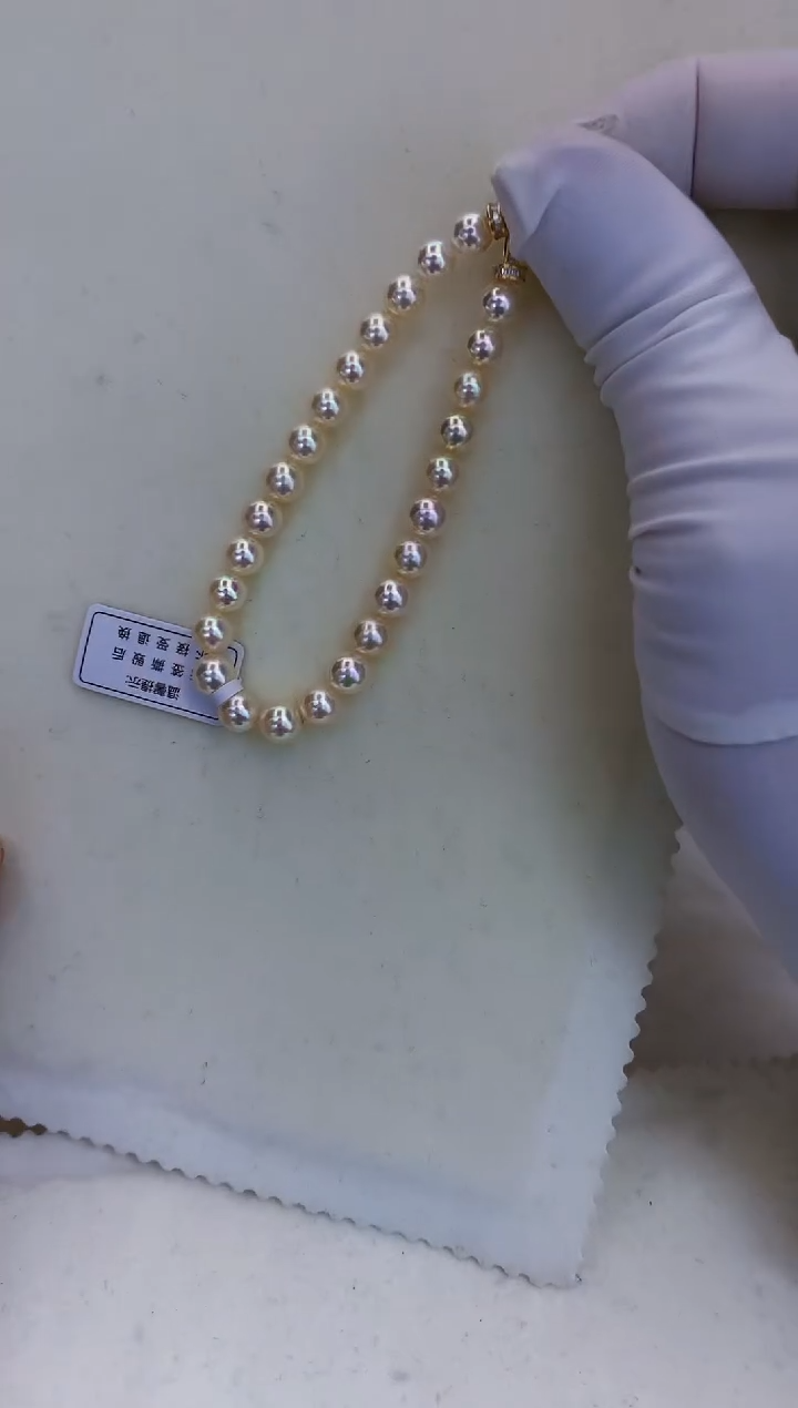 银S925镶嵌海水珍珠饰品6-7满珠手链