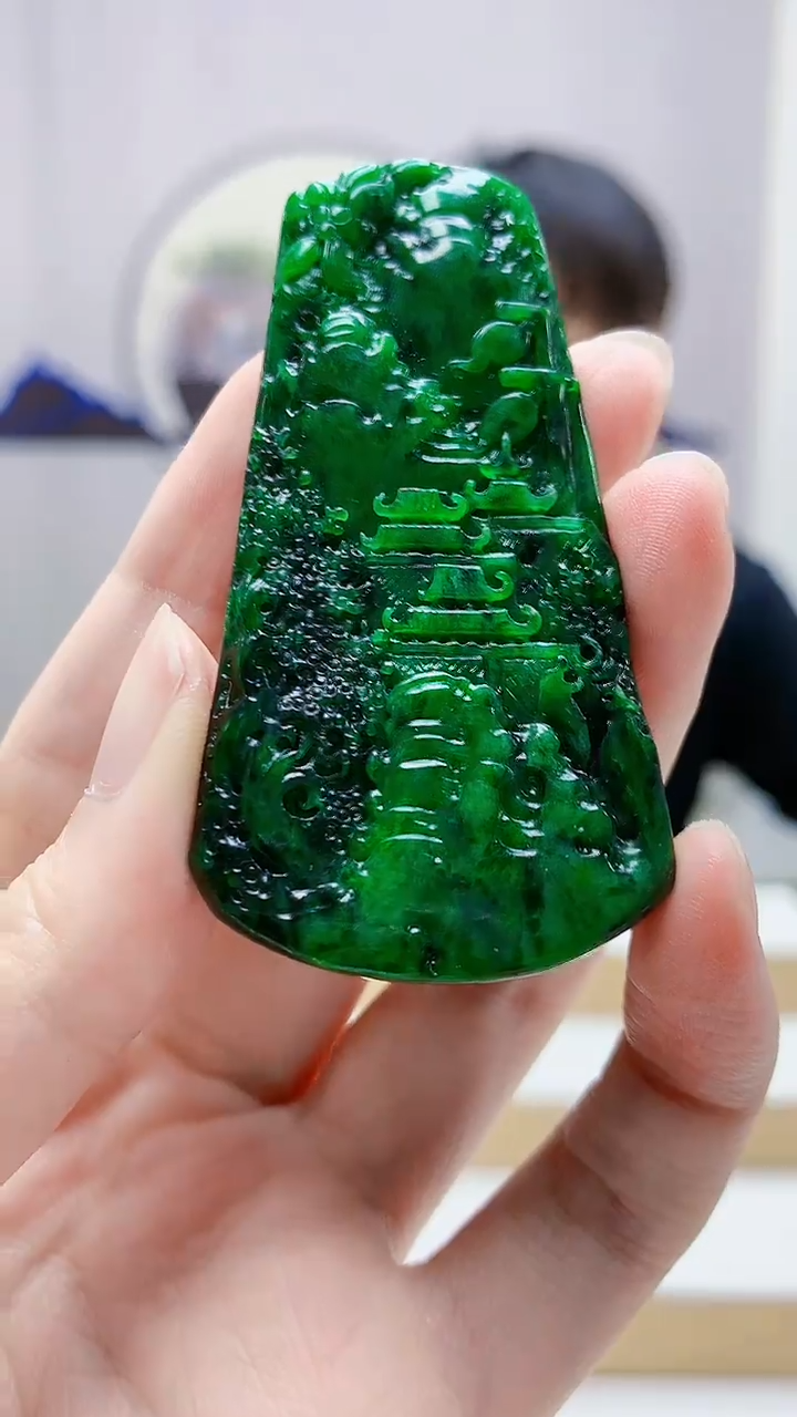 未镶嵌定制翡翠独*者4868zm-毛货挂件山水120