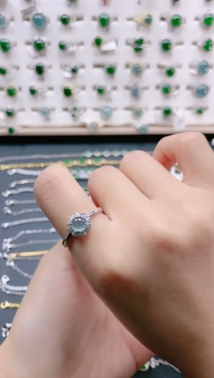 【闪购商品】翡翠戒指银S925镶嵌天然翡翠